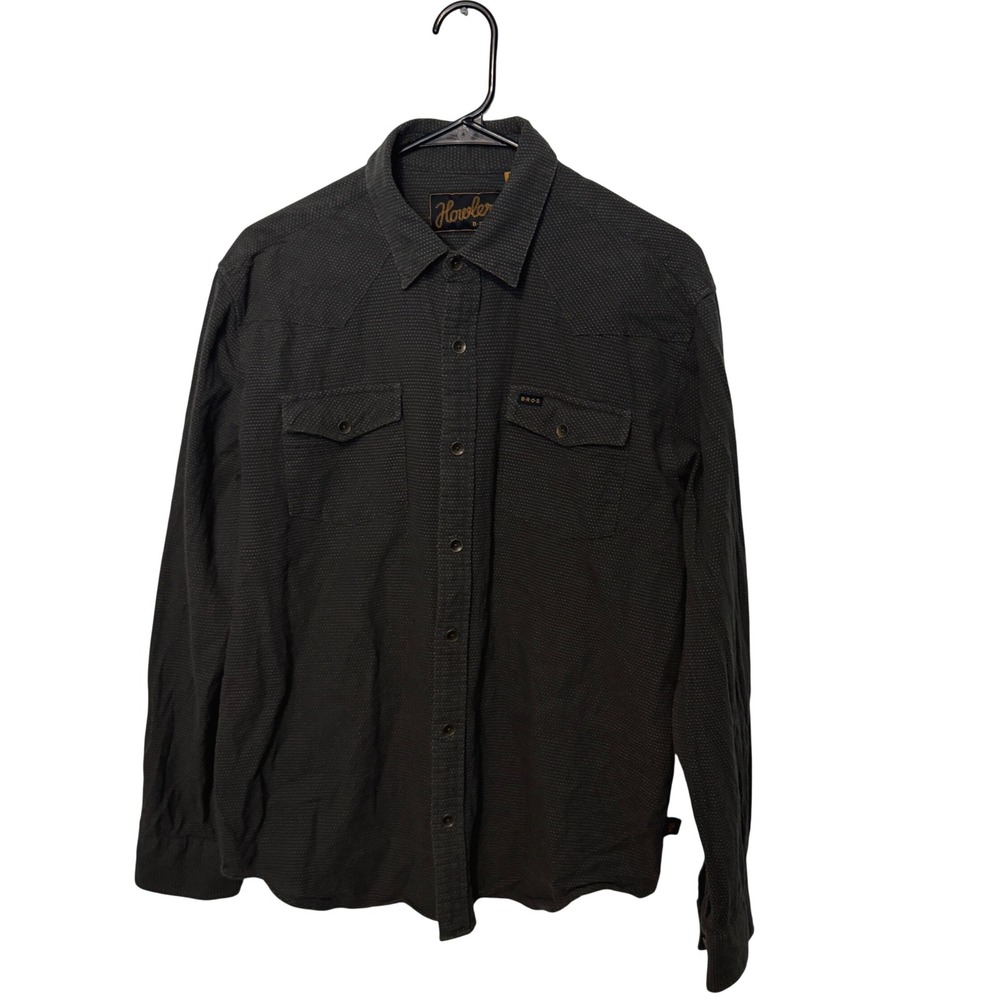 Howler Bros Shirt Mens Medium Gray Micro Dot Western Sheridan Pinpoint Jacquard